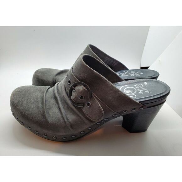 Dansko Gray Suede Mules with Strap - Picture 3 of 9